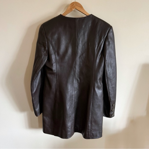 Vintage Chocolate Brown Leather Designer Women's Jacket - Picture 2 of 5